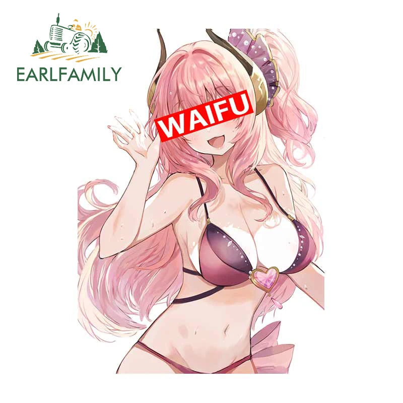 EARLFAMILY 13cm x 5.7cm for Sexy Girl Waifu Car Stickers Anime Creative Decals Scratch-Proof Caravan Helmet Decoration Car Good