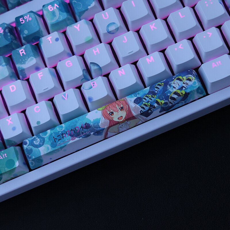 1 Set PBT Dye Subbed Keycaps Two Dimensional Cartoon Anime Gaming Key Caps OEM Profile Backlit Keycap For Tsukasa Yuzaki