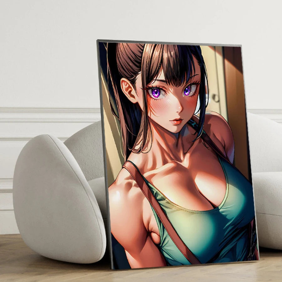 Hot Sexy Beauty Canvas Wall Art, Anime Girl Canvas Poster, Cartoon Anime Prints Poster For Living Room Home Decor Frameless