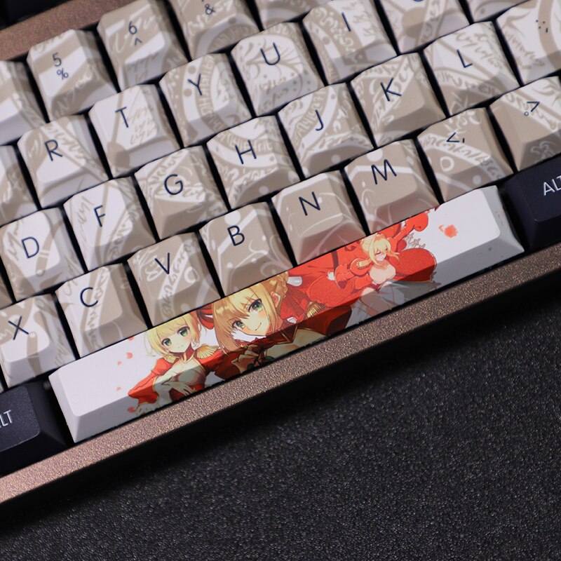 108 Keys PBT Dye Subbed Keycaps Cartoon Anime Gaming Key Caps Cherry Profile Keycap For Fate EXTRA Nero Saber