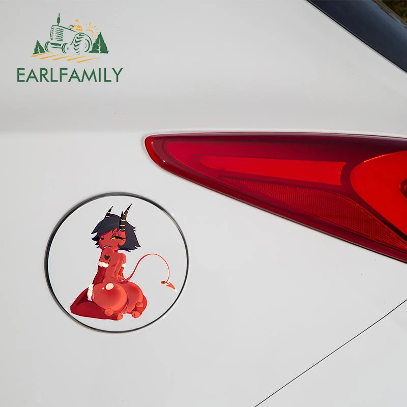 EARLFAMILY 13cm x 11.3cm for Helluva Boss Hentai Ass Car Sticker Sexy Anime Devil Girl Decal Waifu RV Car Accessories Decoration