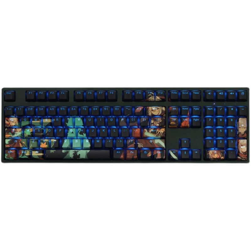 108 Keys/set 5 Sides PBT Dye Subbed Keycaps Cartoon Anime Gaming Key Caps Backlit Keycap For Genshin Impact Kaedehara Kazuha