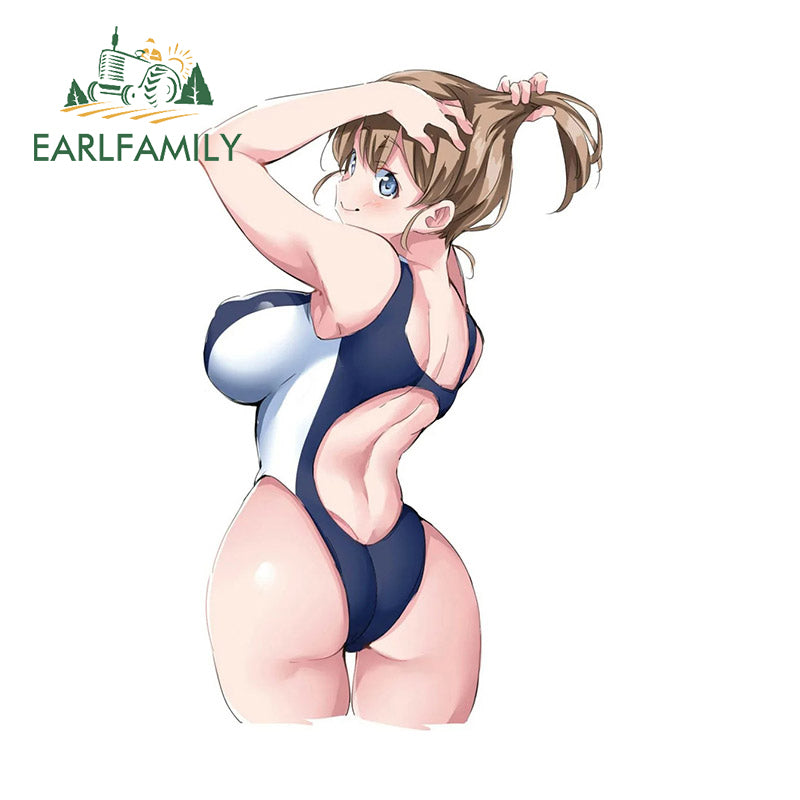 EARLFAMILY 13cm x 8.1 cm for Lori Girl Hentai Car Sticker Waterproof Occlusion Scratch Simple JDM Decal Refrigerator Car Label