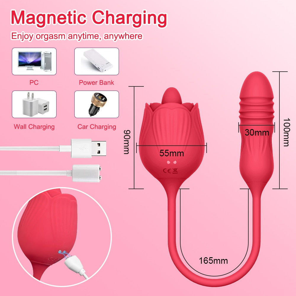 Rose Toy Dildo Thrusting Vibrator for Women Egg Clitoris Sucker Stimul K-Minded Rose Toy Dildo Thrusting Vibrator for Women Egg Clitoris Sucker Stimul K-Minded