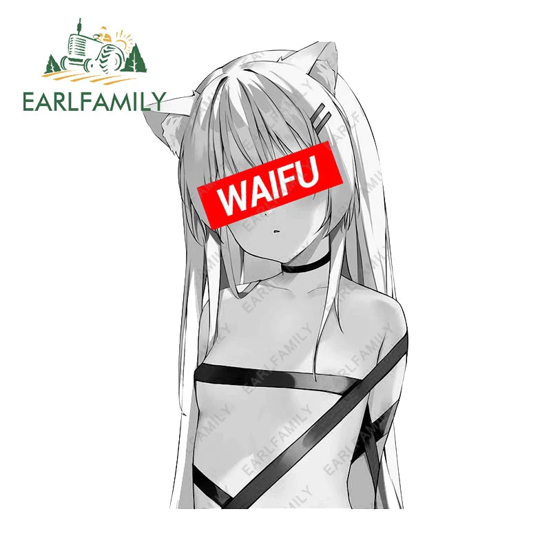 EARLFAMILY 13cm x 7.5cm for Waifu Material Car Sticker Waterproof Personality Decal Original Funny Surfboard Car Door Protector