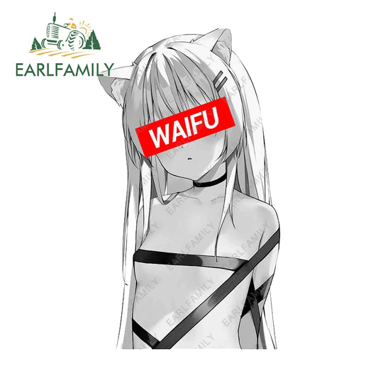 EARLFAMILY 13cm x 7.5cm for Waifu Material Car Sticker Waterproof Personality Decal Original Funny Surfboard Car Door Protector