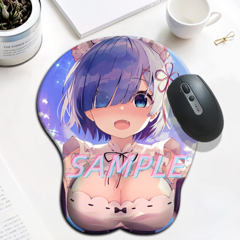 Anime Re Zero Rem Sexy Mouse Pad Kawaii Manga with Wrist 3D Big Oppai Silicone Gel Mat Mousepad Gamer