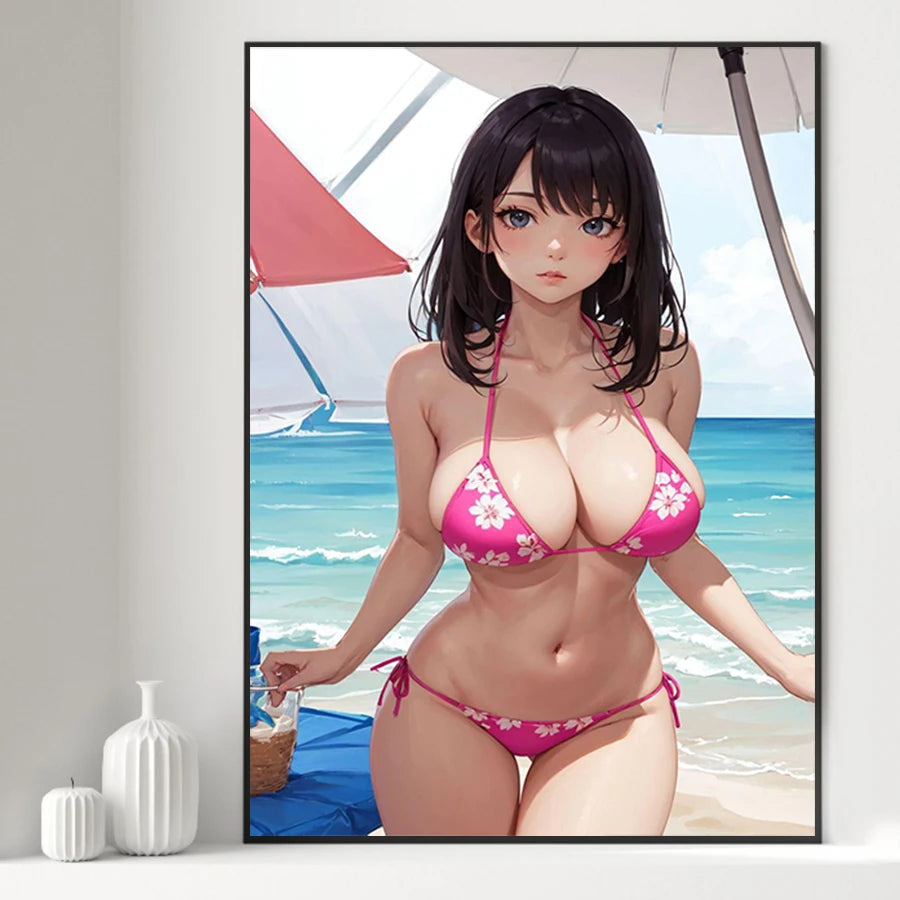 Art mural sur toile de beauté sexy et chaude, affiche sur toile de fille en bikini, affiche d'impression d'anime de dessin animé pour la décoration de la maison du salon sans cadre