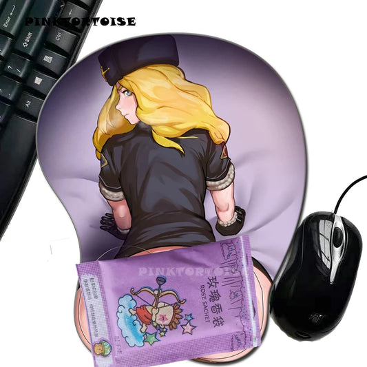 PINKTORTOISE Anime carton cana alberona 3D Mouse Pad 3D Soft Chest Mouse Pad Mat Wrist Rest