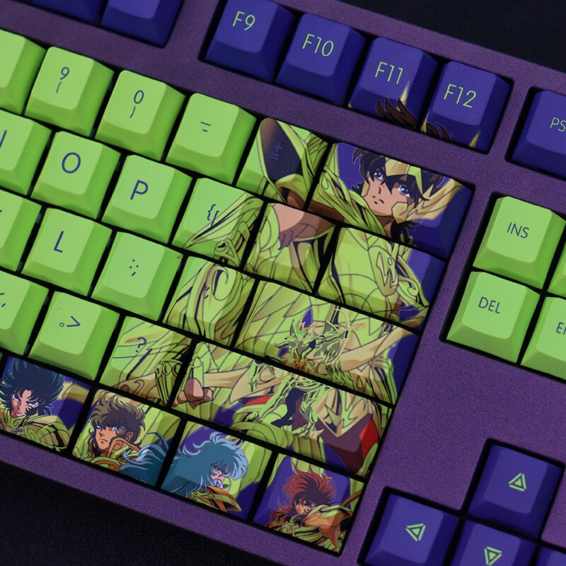 1 Set PBT Dye Subbed Keycaps 2 Dimensional Cartoon Anime Gaming Key Caps Cherry Profile Keycap For Saint Seiya