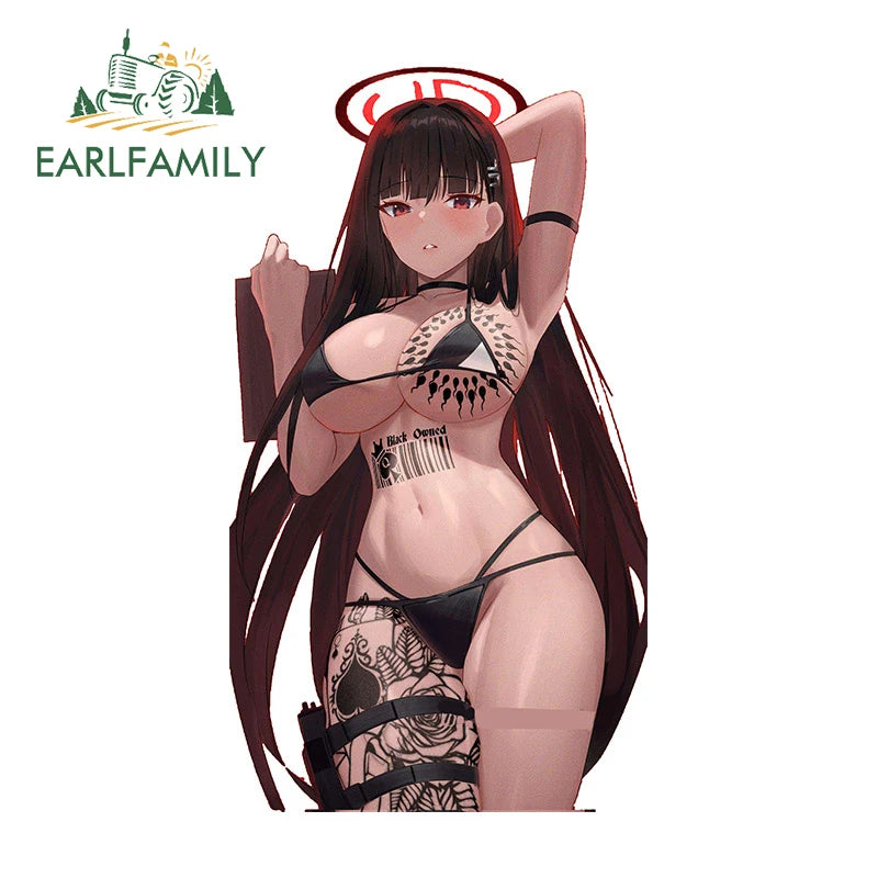 Hentai anime sticker 13cm x 9.9cm for Blacked Hentai NSFW Fanart Car Sticker Sexy Anime Waifu Decal Tattoo Car Accessories Auto Graphics