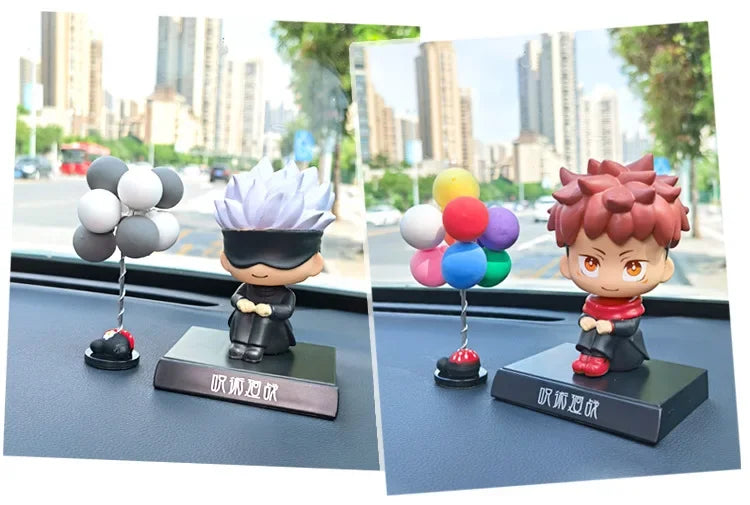 Accessoires de tableau de bord de voiture Anime Jujutsu Kaisen Figurines à tête secouée Intérieurs de voiture Gâteau Dessin animé Poupées Décoration Figurine d'action