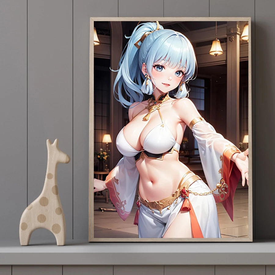 Hot Sexy Beauty Canvas Wall Art, Anime Girl Canvas Poster, Cartoon Anime Prints Poster For Living Room Home Decor Frameless