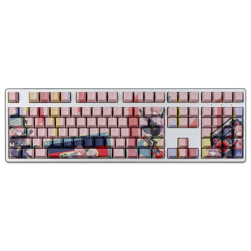 108 Keys BOCCHI THE ROCK Hitori Gotoh Backlit Keycap PBT 5 Sides Dye Subbed Keycaps Cartoon Anime Gaming Key Caps