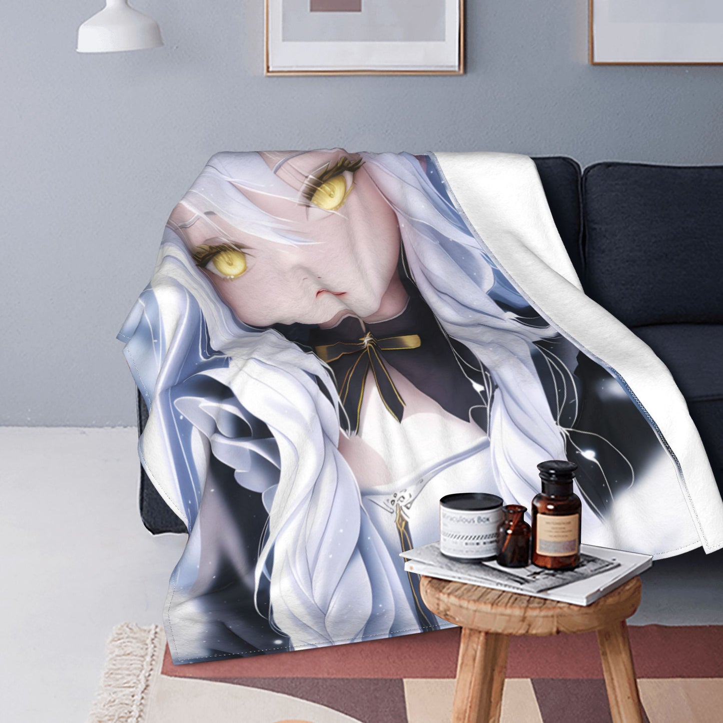 Japanese Anime Kawaii Girl Blanket Flannel Soft Plush Sofa Bed Throwing Personalized Decorative Otaku Waifu Gift for Bed Decor