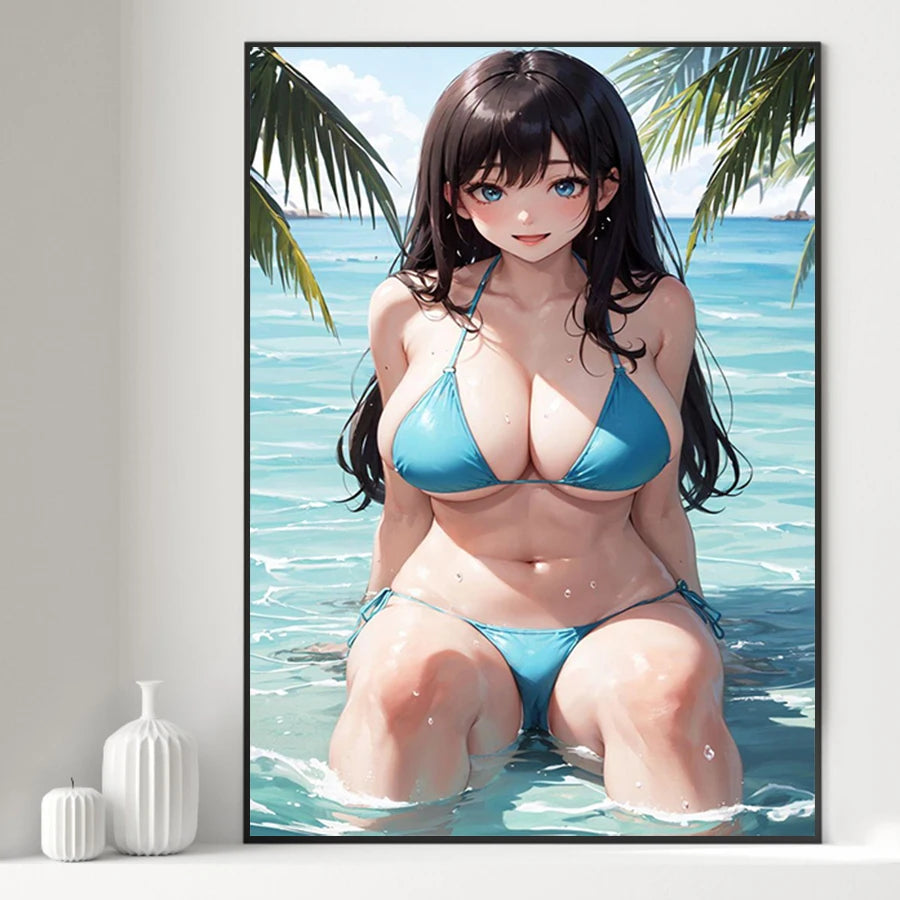 Art mural sur toile de beauté sexy et chaude, affiche sur toile de fille en bikini, affiche d'impression d'anime de dessin animé pour la décoration de la maison du salon sans cadre