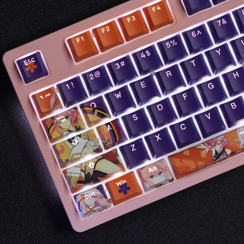 108 Keys PBT 5 Sides Dye Subbed Keycaps Cartoon Anime Gaming Key Caps Yae Sakura Backlit Keycap For Houkai Gakuen 2 MmiHoYo