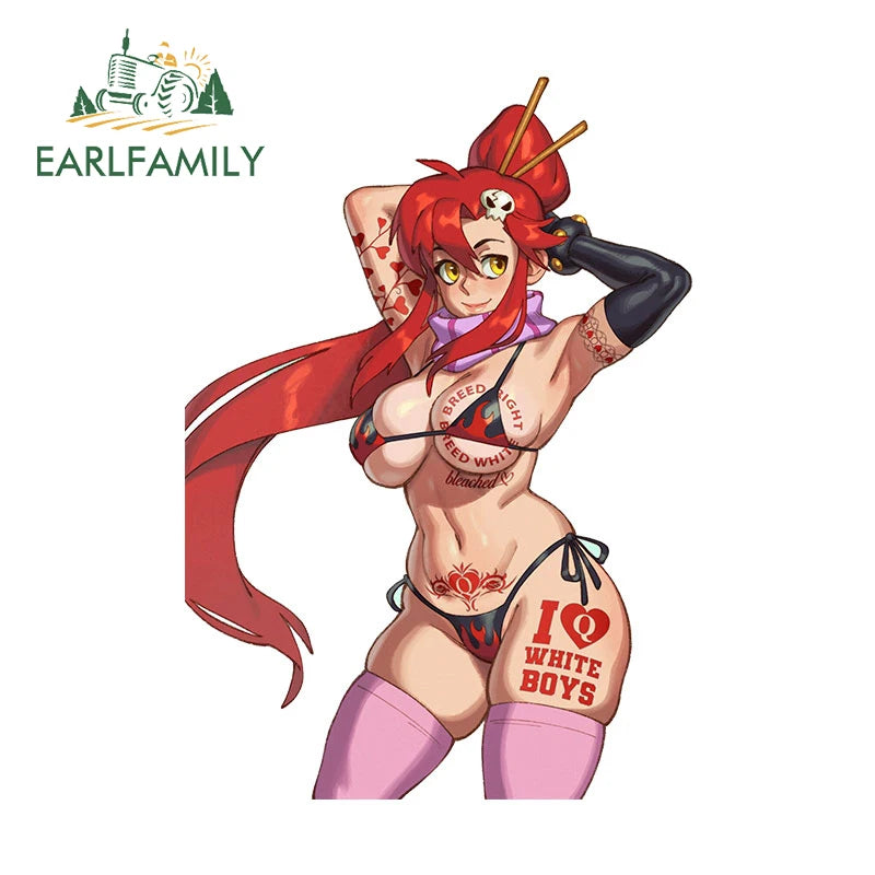 EARLFAMILY 13cm Makima Succubus NSFW Blacked Tattoos Fanart Car Stickers Hentai Anime Waifu Decal Creative Vinyl Car Accessories