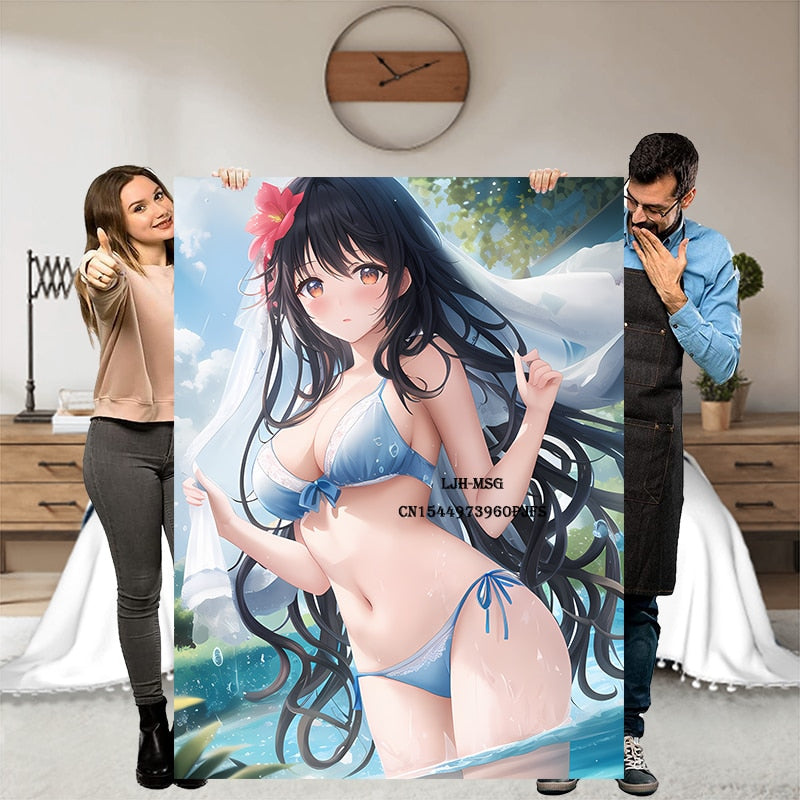 Hot Anime Sexy Girl Modern Blanket Flannel Soft Plush Sofa Bed Throwing Cartoon Blankets Gedruckt Bettdecke Geschenk Gift