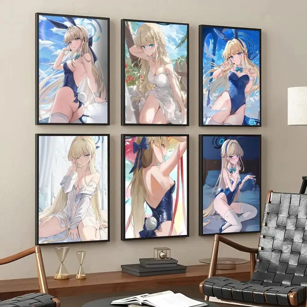 Blue Archive Anime Game swimsuit Sexy Girl Poster Stickers Living Room Bedroom Entrance Cafe Wall Art Decoration