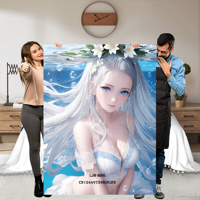 Cute Anime Girls Blanket Cartoon HD Single Mattress Aldult Sofa Bed Set Flannel for Children Teen Covers Bedding Blankets Gifts