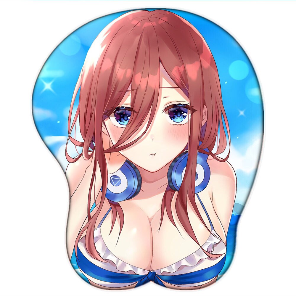 Go-toubun No Hanayome Nakano Miku Anime Sexy Big Breast 3D Mouse Pad with Wrist Oppai Silicone Gel Manga Cute Pad Boobs Mat