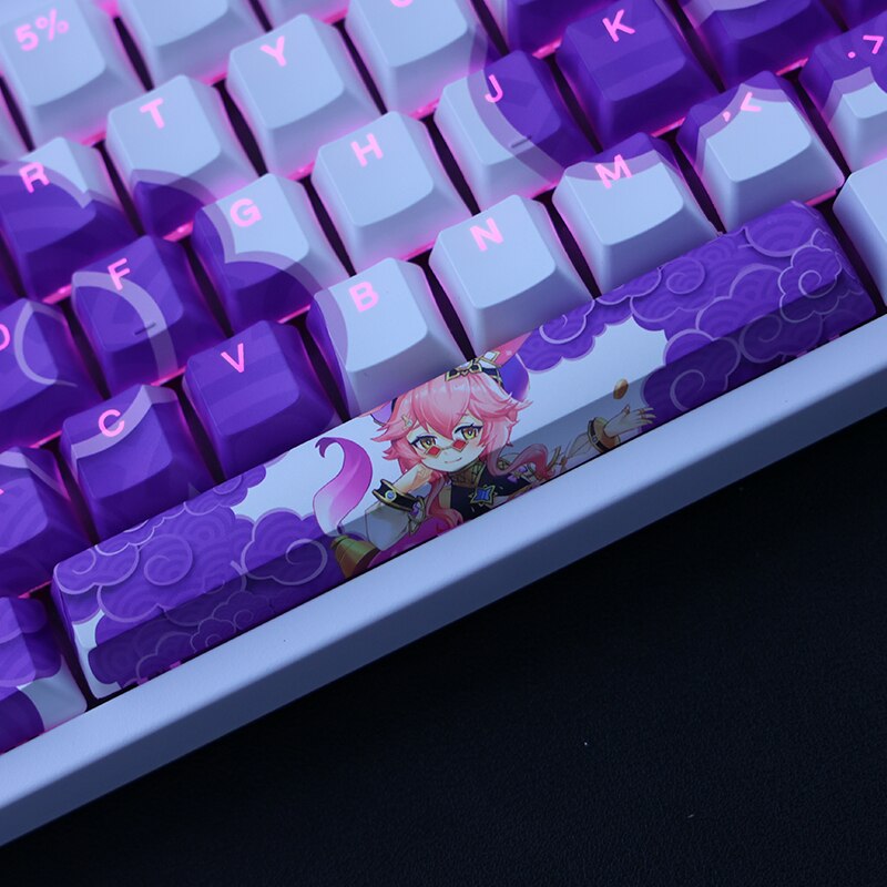 1 Set PBT Dye Subbed Keycaps Two Dimensional Cartoon Anime Gaming Key Caps OEM Profile Backlit Keycap For Genshin Dori