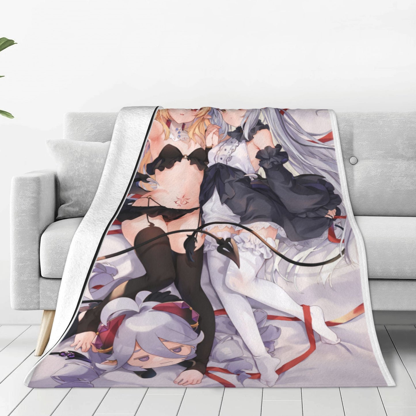 Hentai Anime Blanket Kawaii Demon Girl Manga Wallpaper Super Soft Flannel Blanket Succubus Blanket for Anime Fan and Otaku Waifu