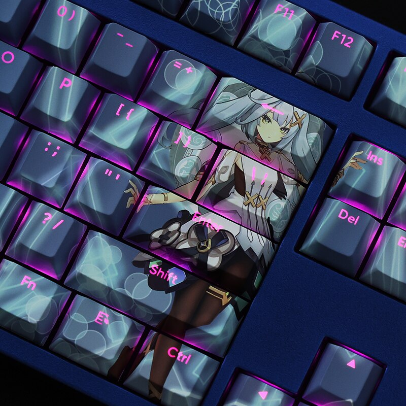 108 Keys PBT Dye Subbed Keycaps Cartoon Anime Gaming Key Caps Cherry Profile Backlit Keycap For Genshin Impact Faruzan