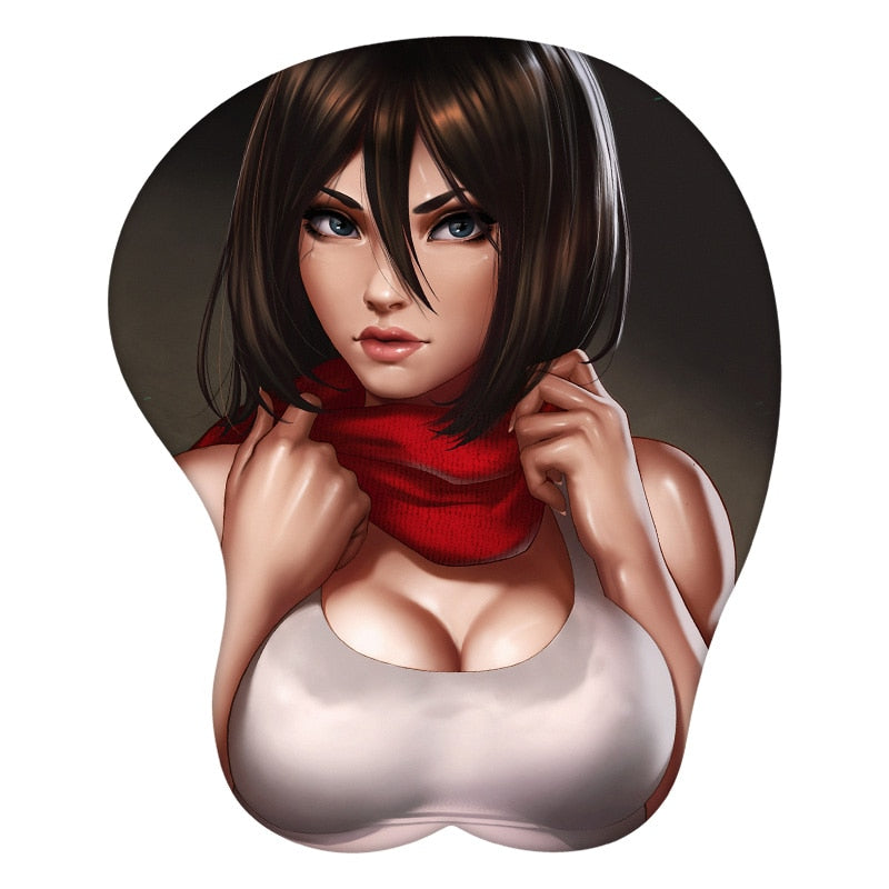 Attack on Titan Mikasa Ackerman 3D Mouse Pad Anime Wrist Rest Silicone Sexy Creative Gaming Mousepad Mat