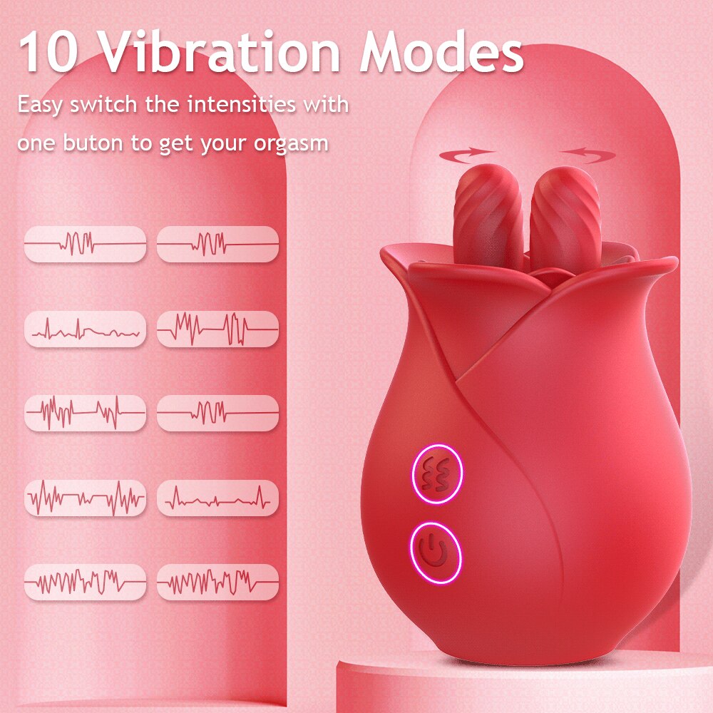 Clitoral Tongue Licking Rose Toy Clitoris G Spot Dual Wiggling Stimulator Erotic Vibrator Quick Orgasm Sex Toy for Women Product