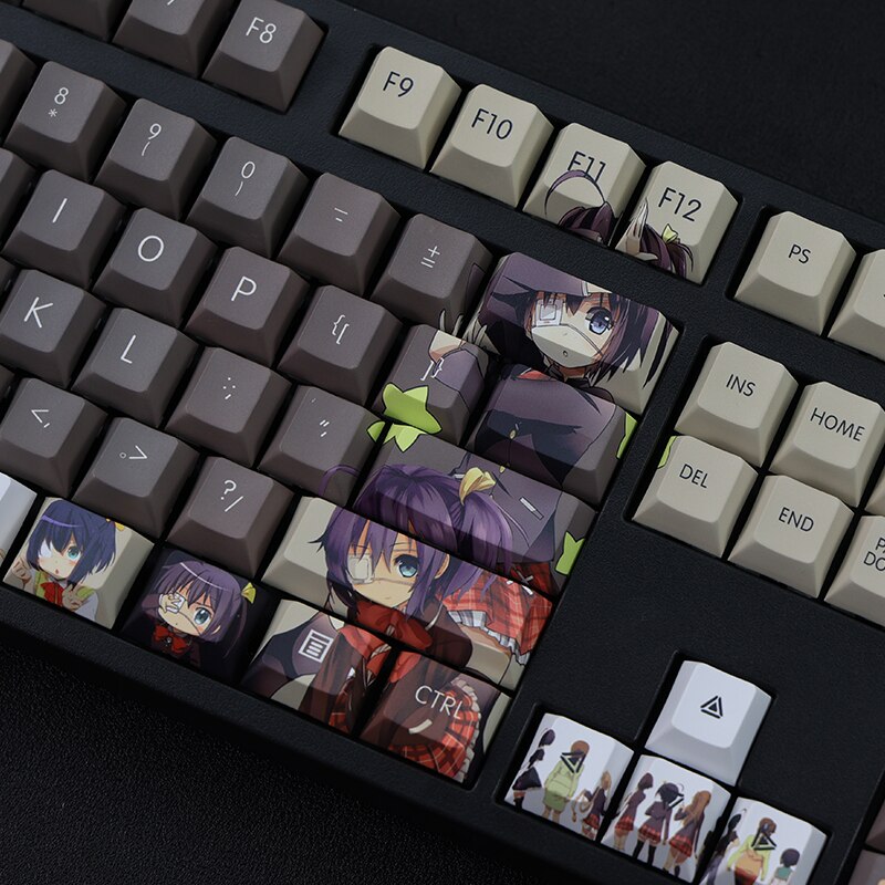 108 Keys/set 5 Sides PBT Dye Subbed Keycaps Cartoon Anime Gaming Key Caps Takanashi Rikka Keycap For Chunibyo Other Delusions