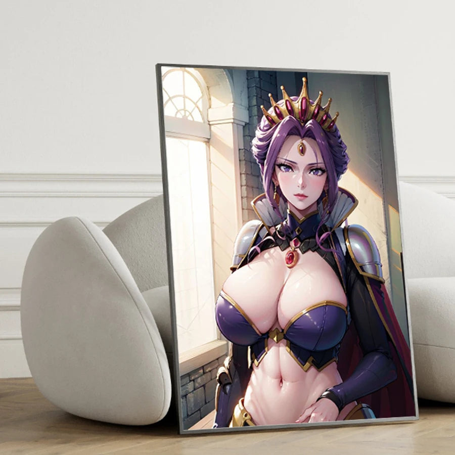 Hot Sexy Beauty Canvas Wall Art, Queen Princess Canvas Poster, Cartoon Anime Prints Poster For Living Room Home Decor Frameless