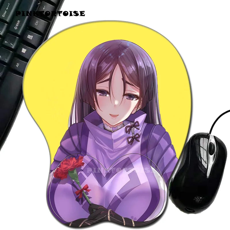 PINKTORTOISE Anime 3D Minamoto no Raikou Mouse Pad  with Silicone Wrist Rest Mousepad Chest Mouse Hand PC Office Comic Mouse mat