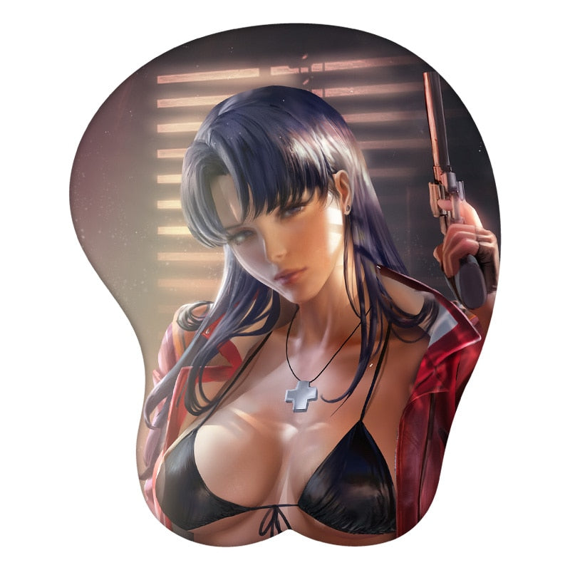 Katsuragi Misato 3D Mouse Pad Anime Wrist Rest Silicone Sexy Creative Gaming Mousepad Mat