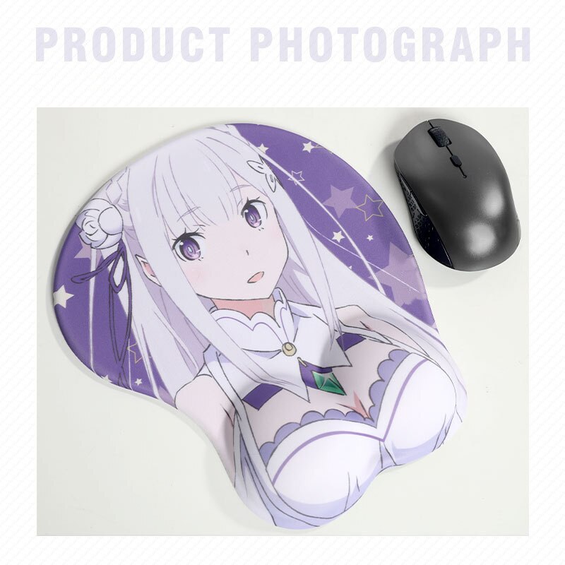 Anime Re:life In A Different World From Zero cute Emilia 3D Wrist Mouse Pad Office Game Silicone Mouse Mat Computer Accessories