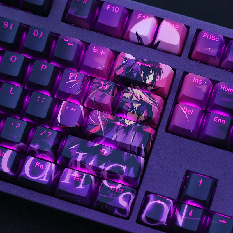 1 Set PBT Dye Subbed Keycaps Two Dimensional Anime Key Caps OEM Profile Backlit Keycap For DATE A LIVE Princess Yatogami Tohka