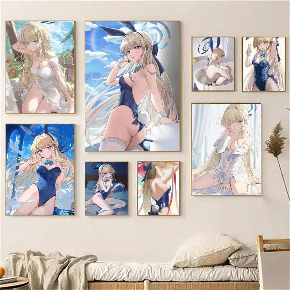 Blue Archive Anime Game swimsuit Sexy Girl Poster Stickers Living Room Bedroom Entrance Cafe Wall Art Decoration