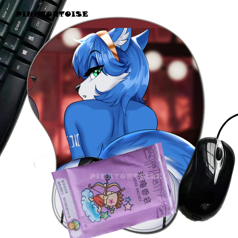 PINKTORTOISE Anime 3D kangna gi Mouse Pad  with Silicone Wrist Rest Mousepad Chest Mouse Hand PC Office Comic Mouse mat