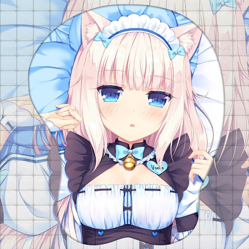 NEKOPARA Vanilla 3D Mouse Pad Breast Anime Cartoon Mousepad Silicone Hand Wrist Rest Support Mouse Mat Otaku Gift Gaming