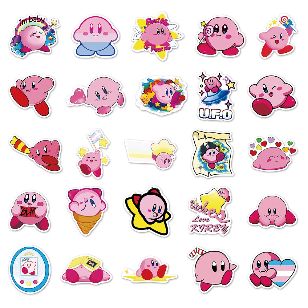 10/30/50pcs Kawaii Kirby: Right Back At Ya! Stickers for Kids Waterproof Cute Cartoon Decals Decorative Luggage Suitcase Laptop