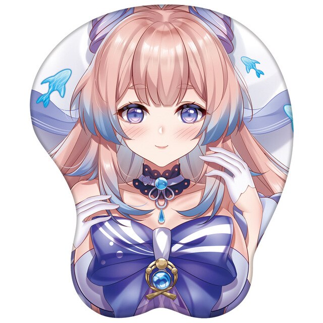 Tapis de souris Genshin Impact Hutao Ganyu Keqing Eula Yae Miko Gamer Anime KawaiGirl Tapis de souris 3D Oppai Silicone Gel Poignet Souple Mous