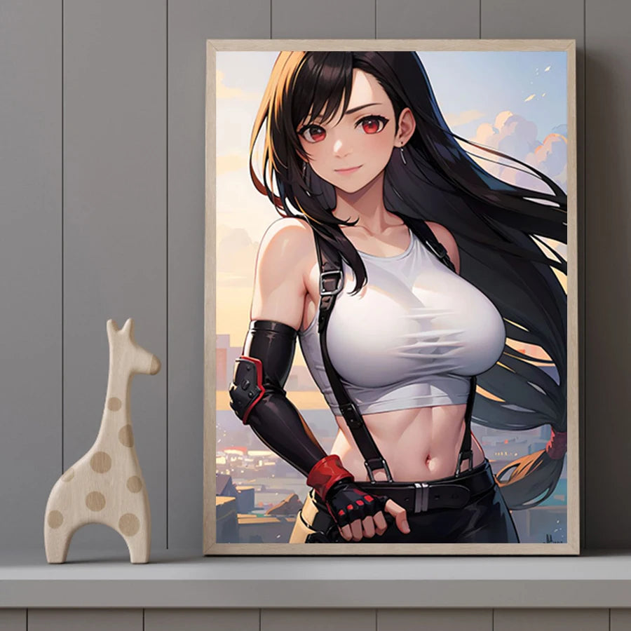 Hot Sexy Beauty Canvas Wall Art, Woman Warrior Canvas Poster, Cartoon Anime Prints Poster For Living Room Home Decor Frameless