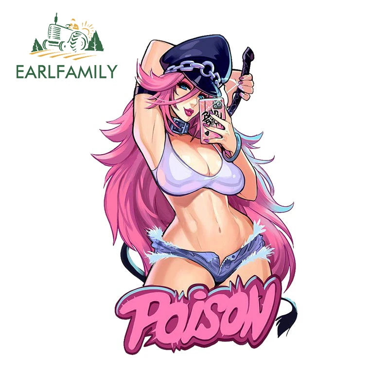 Hentai anime sticker 13cm for Sexy Woman Fighters Car Stickers Waterproof Fashionable Decals Car Accessories Windshield Caravan Decor