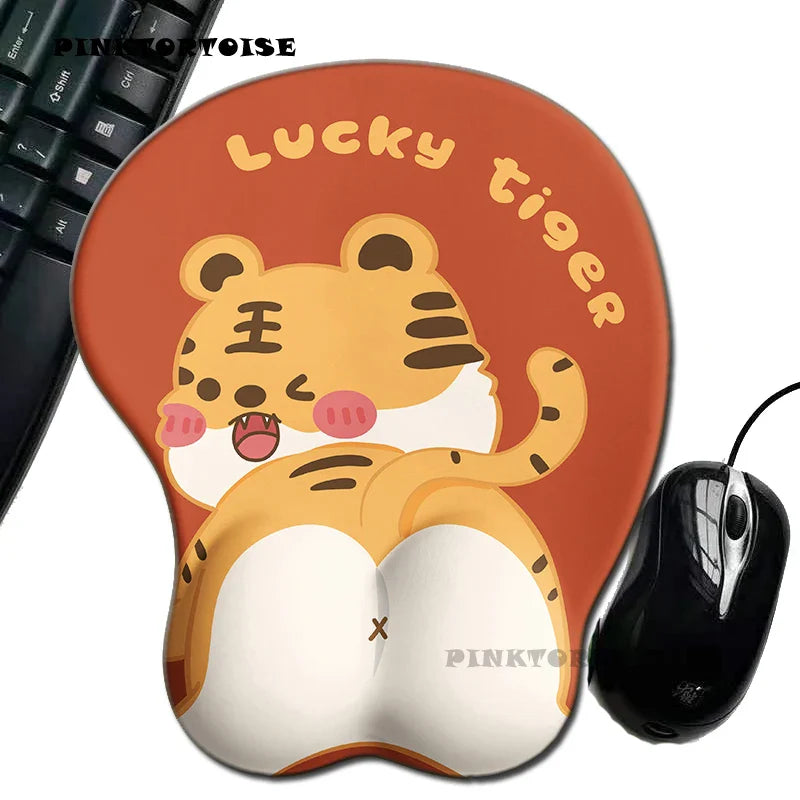 Anime  Anime Non-slip 3D Lucky Tiger 3D BUTT Hip Soft Mouse Pads with Wrist Rest Gaming Mousepad Mat for LOLCSGO