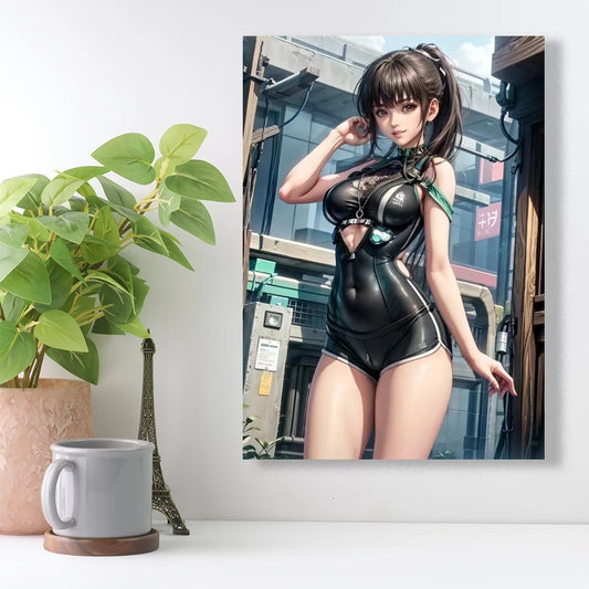 1pc Hot Ponytail Girl Canvas Wall Art, Anime Character Canvas Poster, Beauty Print Poster For Living Room Home Decor Frameless