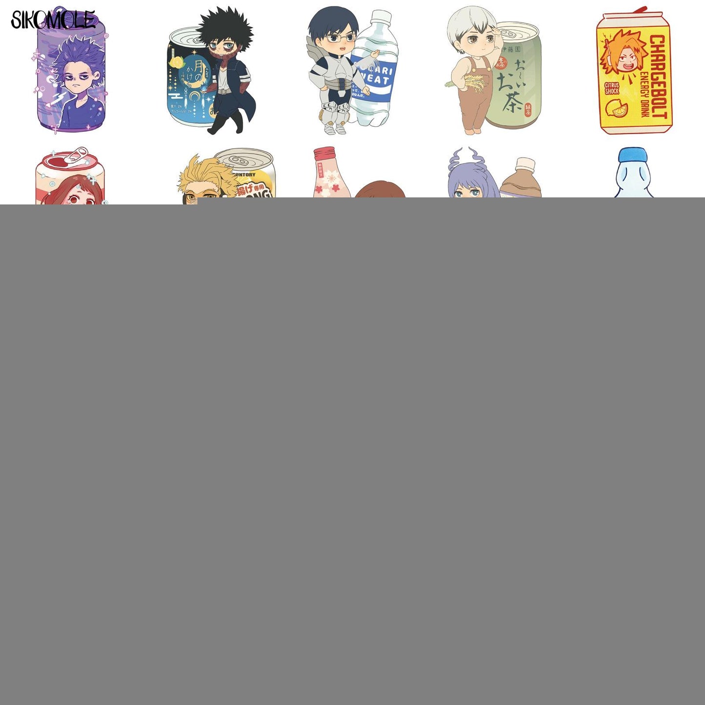 10/30/50PCS Mix Anime Drinks Characters Stickers Cartoon Beverage Bottle DIY Toy Guitar Motor Luggage Decals Graffiti Sticker F5