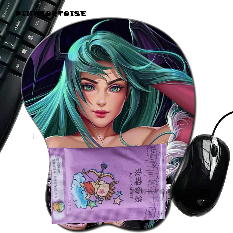 PINKTORTOISE Anime mousepad Morrigan aensland MOUSE PAD MAT Silicon anime 3D mousepad laptop Mice Pad Ergonomic MousePad