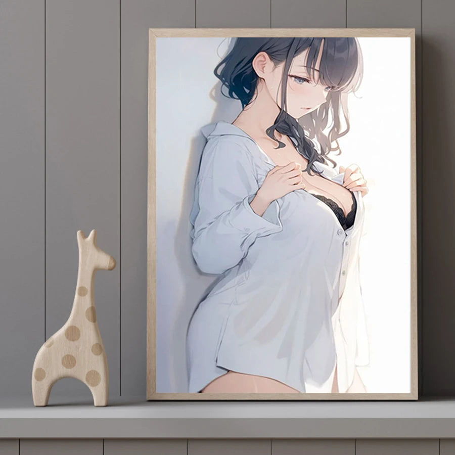 Hot Sexy Beauty Canvas Wall Art, Anime Girl Canvas Poster, Cartoon Anime Prints Poster For Living Room Home Decor Frameless