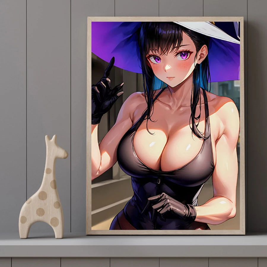 Hot Sexy Beauty Canvas Wall Art, Anime Girl Canvas Poster, Cartoon Anime Prints Poster For Living Room Home Decor Frameless